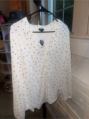 torrid White Blouse with Black Polka Dots